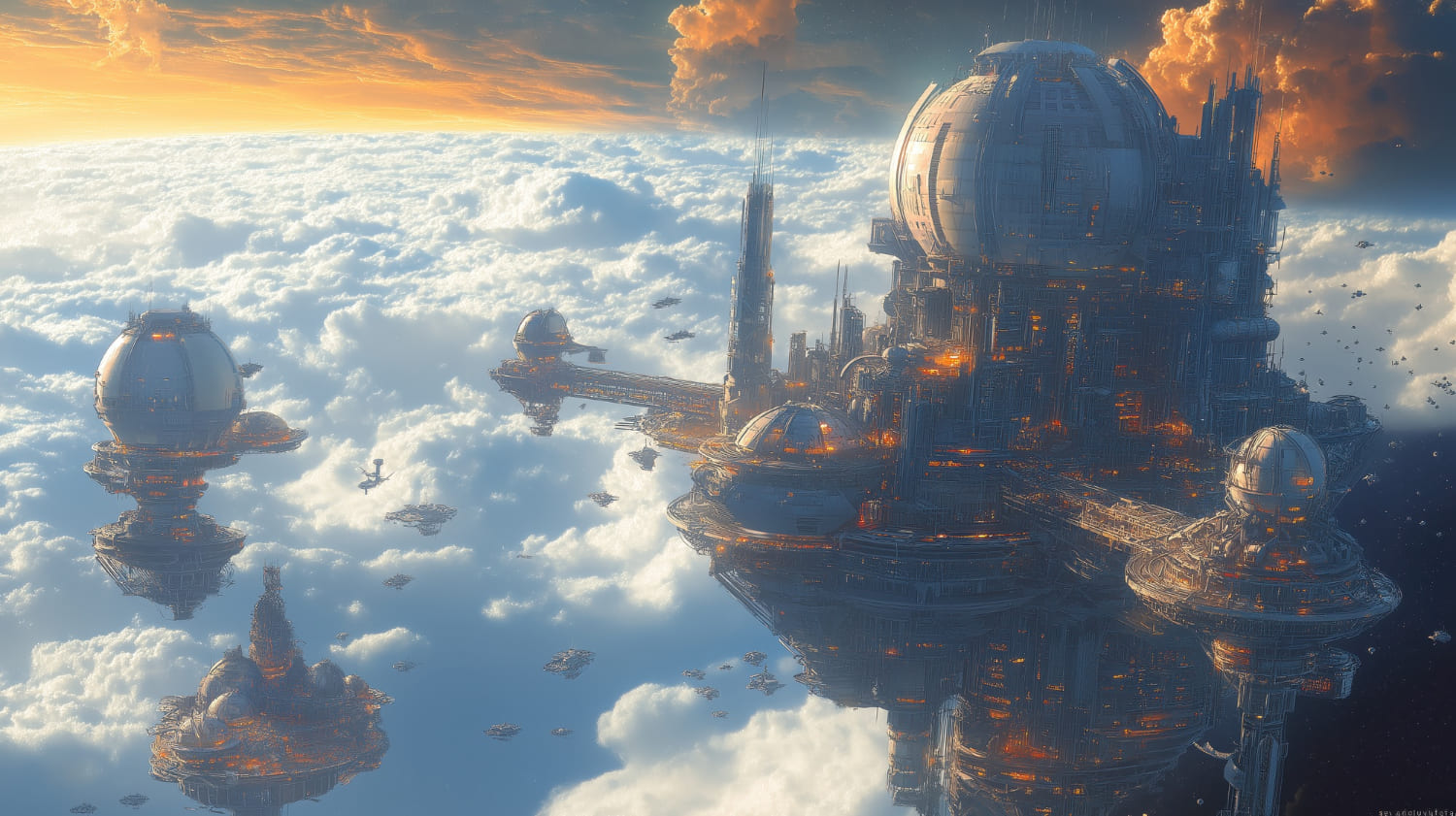 ville flottante au dessus des nuages