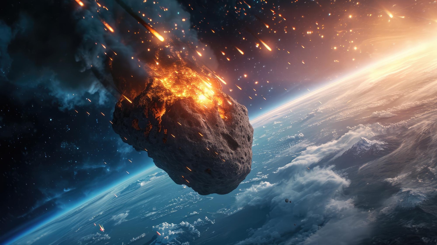 météorite se dirigeant vers la planète Terre